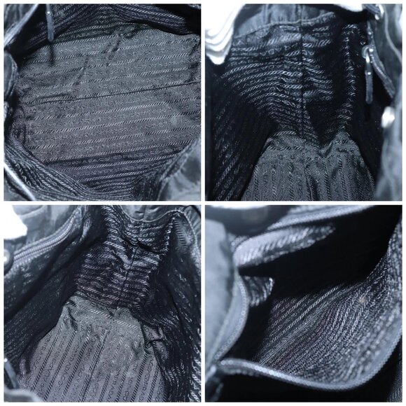 PRADA Tote Bag Nylon Black Silver Auth - Picture 15 of 16